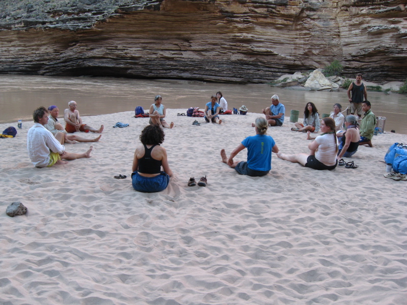 Yoga circle in the sand