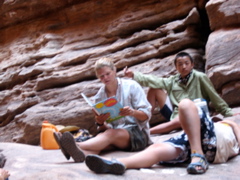 Tracy (trip leader) reads The Lorax.  Ben may be giving her rabbit ears