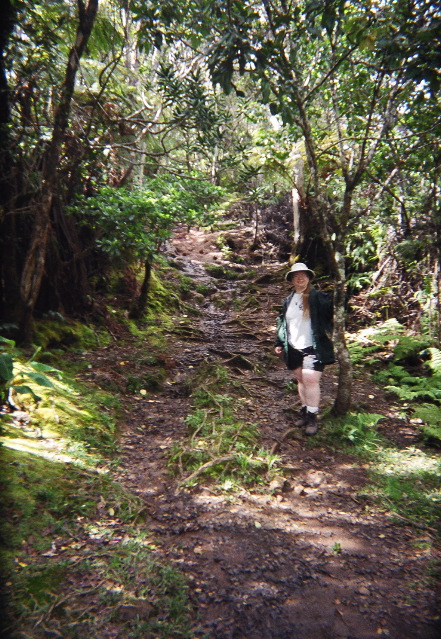 January, 2003 -- Honeymoon.  Hiking the Alakaii Swamp on Kauai