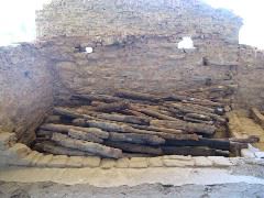 Real ceilling beams from the dwelling (can't put them back because the ceillings are gone)