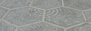 Detail of street tiles outside the Casa Battló