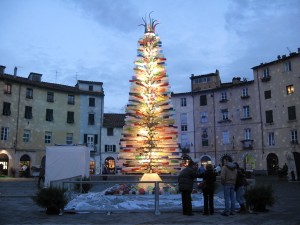 Glass Christmas tree in Luca, Italy