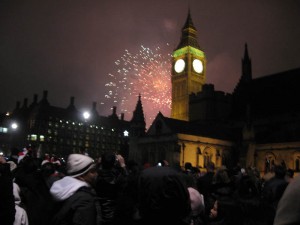 Fireworks over the Thames, heralding in 2009