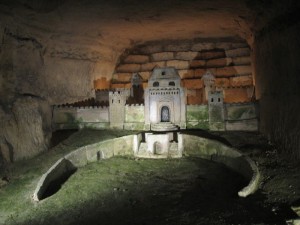 Fortress carving in Parisian catacombs.