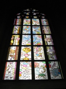 Modern stained glass window in the New Church.