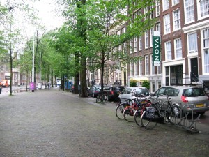 On the street where we lived (very briefly, anyway).  The Nova, on the right, is our home-for-a-day.