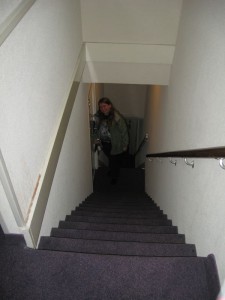 The contorted hallway into our hotel room: upstairs, around the back, and down to a small landing to get in.