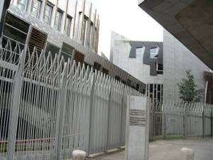 Side wall and fence of the Scottish parliament building
