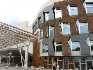 Front face of the Scottish Parliament building
