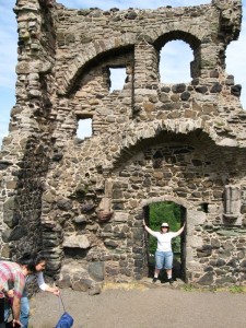 Ancient chapel just above Holyrood Palace.  Susan does her part to stave off entropy.