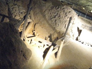 One of the preserved nitrate mining operations from the War of 1812, when cave dirt (i.e., bat guano) was mined and leeched for saltpetre to make gunpowder.